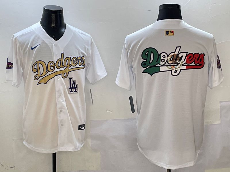 Men Los Angeles Dodgers Blank White Champion gold character 2025 Nike MLB Jersey style 11